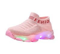 Kids LED Light Up Sneakers Toddler Girls Boys First Walking Shoes Autumn Winter Trainers Baby Lightweight Shoes Xmas Gifts Pink