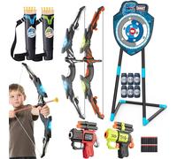 Kids LED Standing Archery Set with Bow & Arrows - Outdoor Sports Toy Gift for Boys & Girls Ages 4-12, Safe & Fun Target Practice Game, Blue/Green