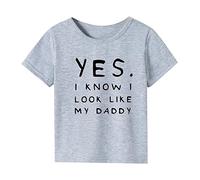 Kids Letter Print Short Sleeve T Shirt Crew Neck Summer Casual Clothes Tops Baby Boys Girls Toddler Outfit Soft Light Birthday Gifts for Toddler Boys Big Brother Shirts(Grey, 18-24 Months)