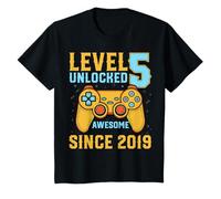 Kids Level 5 Unlocked Gaming Gamer Five Years 5th Birthday Kids T-Shirt