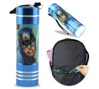 Kids Licensing Captain America Avengers 9-LED Blue Aluminum Flashlight - Lightweight Torch for Camping, Travel, Emergencies, Christmas Gifts
