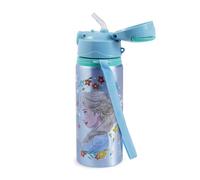 Kids 600ml Aluminium Water Bottle Strap Push Button Lid Leakproof School & Sport