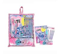 Kids Licensing - Set of Stitch Stationery, Case with Notebook, Colours, Pen and School Accessories for Children