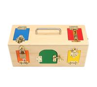 Kids Life Skill Learning Wooden Montessori Practical Wood Lock Box Educational Science Toys