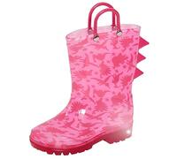 Kids Light Up Wellingtons for Girls Boots Pink Dino Wellies or Unicorn with Handles and Flashing Lights 3D Rain Shoes