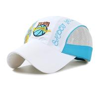 Kids Lightweight Sun Hat Quick Dry Baseball Cap Airy Mesh UV Protection Cover Football Caps Outdoor Sports Adjustable Buckle Hat Boys Age 5-10 Years (UK, Age, 5 Years, 10 Years, White Basketball)