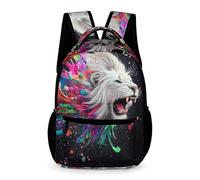 Kids Lion Colourful School Backpack 8-12 Years for Boys Animal Backpack for Girls Year 5 Durable with Side Pockets Bookbag Books Stationery Bottle Weekend Travel Outdoor