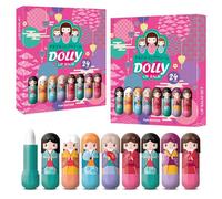 Kids Lip Balm Set - 48 Lip Balms in Adorable Kimono Doll-Inspired Cases, 6 Scents (Apple, Banana, Bubble Gum, Orange, Strawberry, Vanilla) x 3.5 gr in a Beautifully Designed Box