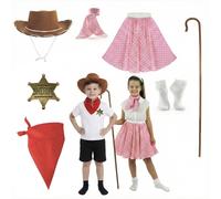 Kids Little Bo Peep & Cowboy Couples Costume | 7 Pcs
