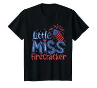 Kids Little Miss Firecracker 4th July Kids Toddler American Girl T-Shirt