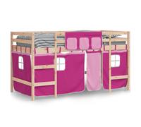 Kids' Loft Bed with Curtains Children's Bunk Bed Frame Solid Wood Pine vidaXL