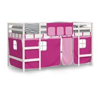 Kids' Loft Bed with Curtains Children's Bunk Bed Frame Solid Wood Pine vidaXL
