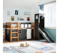 Kids' Loft Bed with Tower White&Black 80x200 cm Solid Wood Pine Berkfield Home Black One Size