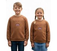 Kids London England Sweatshirt 5 Colours Desert Storn, Navy, Grey, Off White, Polar White, Sizes 1 to 13 Years, with Union Jack Metal Pin Badge (UK, Age, 9 Years, 10 Years, Regular, Desert Storm)