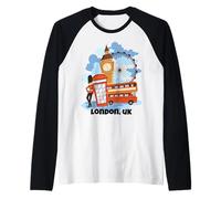 Kids London England UK Souvenir Kings Guards Boy Girls Raglan Baseball Tee