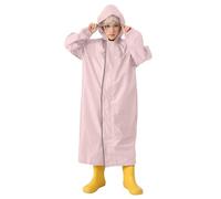 Kids Long Raincoat, Plain Buttons Waterproof Hooded Rainwear Cover School Bag Children Rain Jacket Cape Suit Girls Wind Resistant Reusable Rains Poncho Lightweight Outdoor Raincoats for Kid