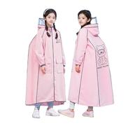 Kids Long Raincoats with Backpack Cover Waterproof Rain Jacket for Boys Girls Teens Portable Hooded Windbreaker Rainwear Lightweight Adjustable Waist Rain Coat for Teens