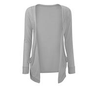 Kids Long Sleeve Cardigan for Girls Boyfriend Open Front with Pockets Plain Basic Solid Color Casual Cardigans for Childs Light Grey 13 Years