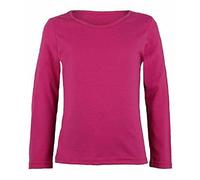 Kids Long Sleeve Round Neck Casual T Shirt Girls Plain Basic Stretch T-Shirt Top Age 2-13 Years Fuchsia