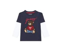 Kids' long sleeve round neck cotton T-shirt Guess Bleu 6/7 ans