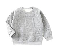 Kids Long Sleeve Shirt Soft Cotton Blend Crewneck Tee Breathable School Uniform & Casual Layering Piece Boy’s Long Sleeve Pullover Shirt Casual Crewneck Ribbed Tees Knitted Tops (Grey, 12-18 Months)