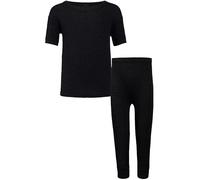 Kids Long Sleeve| Short Sleeve| Crew Neck Base Layer Compression Underwear-Boys Sports Baselayer Tights Leggings Thermal Set Black 4-11 Years(Black Short Sleeve + Long John-6-7 Years)