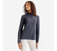 Kids Long-sleeved Horse Riding Uv Polo Shirt Club - Slate Grey