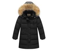 Kids Long Winter Coats - Girls Boys Heavyweight Puffer Jacket, Faux Fur Hooded Down Parka, Thick Winter Warm Quilted, Outwear Overcoat, Longline Windproof, Travel, Hiking, School, Age 2-15 Years