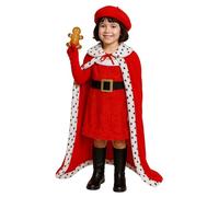 Kids Lord Ogre Villain Costume - Red King Robe Cape Beret Belt and Gloves Dress Up Outfit Child Halloween Outfit
