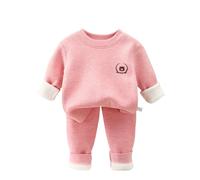 Kids Lounge Wear Sets Thermal Fleece Lined Sweatsuits, Girls 2 Piece Outfits Thicken Jumper & Joggers Cozy Sherpa Winter Warm Fuzzy Sportswear Active Pink 3-4 Years
