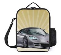 Kids Lunch Bag Supercar Gray Portable Meal Tote Keep Food Warm Cold