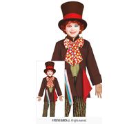 Kids Mad Hatter Costume Boys Fairy Tale Crazy Tailor Fancy Dress Outfit
