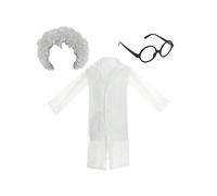 Kids Mad Scientist Costume Set White Lab Coat, Wig and Glasses Fancy Dress