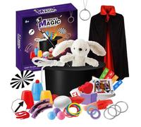 Kids Magic Kit with Hat Wand Gloves Rabbit Puppet Cool Costume | Kids Pretend Play Magician Set for Boys Girls Beginners Christmas Halloween Carnival School Role Play
