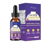 Kids Magnesium Complex Calm Drops | Magnesium Glycinate, L-Theanine, Omega-3, B6, D3K2 | Sleep, Mood & Focus Support | Strawberry Kids Supplement 60ml