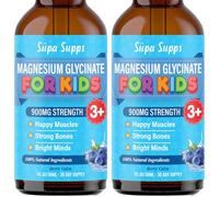 Kids Magnesium Glycinate 30ml - Blueberry Flavour | Supa Supps Liquid Magnesium Glycinate 3-in-1 Drops Support Relaxation, Calm, Balanced Energy, Focus & Growth | Easy Daily Supplement 2 Months Supply