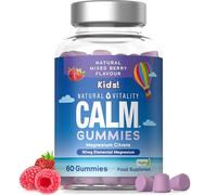 Kids Magnesium Gummies | 2-Month Supply | Calm Magnesium Citrate Supplement | 90mg of Elemental Magnesium | Vegan | Natural Mixed Berry Flavour | 60 Count | Natural Vitality