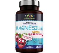 Kids Magnesium Tablets for Sleep, Anxiety and Ticks, 50mg Chewable Raspberry Flavour Magnesium for Kids, Vegan Society Registered Tablets not Gummies, 2 Months Supply - Made in The UK by YrHealth