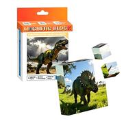 Kids Magnetic Blocks,Dinosaur Pattern Construction Toy - Magnetic Cube Toys | for Boys Girls School Classroom Kindergarten Homeschool Preschool Birthday Holiday