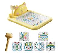 Kids Magnetic Drawing Board with Bunny Design, Shiba Bear Dot Art Design,Magnetic Drawing Board for Kids,Toddler Doodle Boards with Pen,Pattern Guide Included, Pink and WhiteToy (L Yellow)