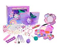 Kids Make Up Set | 26 Piece Mermaid Real Cosmetic Princess Toys - Little Girls Make Up | for Age 3-12 Pretend Play Dress Christmas Princess Toys