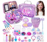 Kids Makeup for Toddlers Toys, Washable Make Up Set Non-Toxic Mermaid Toys for Girls Purse, Princess Pretend Play Hair & Nail Polish Accessories, Christmas Birthday Gift Toys for Girls 3+