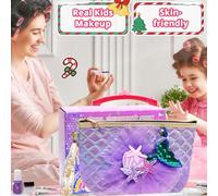 Kids Makeup Kit | 26 Piece Washable Mermaid Theme Cosmetic - Washable Little Girl Makeup Kit - for Age 3-12 Pretend Play Dress Up Christmas Princess Toys