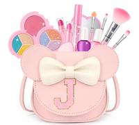 Kids Makeup Kit for Girls - 18 Pcs Real Washable Make Up Set - Non Toxic Toddlers Cosmetic with Letter Mouse Ear Purse - Dress up Birthday Gifts for 3 4 5 6 7 8 Years Old Girls - J