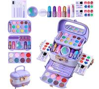 Kids Makeup Kit, Pretend Cosmetic Kits, Pretend Play 57X Skin-Friendly Makeup Children Cosmetic Safe Washable Set Exciting Beginner Kit for Teenagers Birthday Games
