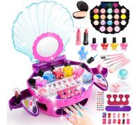 Kids Makeup Set for Girls 5-11, Nail Polish Set for 6-9 Year Olds, Pretend Makeup Birthday Gift, Princess Toys, Mermaid Theme