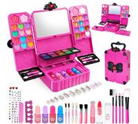 Kids Makeup Set For Girls - Childrens Make up Kit Birthday Gift Age 4-12 | Make up Kit with Eye Shadow, Lip Gloss, Nail Polish & Cosmetic Case, Safe Non-Toxic Makeup Gift for Ages 4-12
