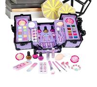 Kids Makeup Set, Gentle Cosmetics Storage Case Vanity Toys, Compact Dress Up Tool, Reusable Beauty Kit, Portable Play Accessory, for Ages 4-12 Birthday Role Play Girls Boys