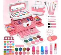 Kids Makeup Sets for Girls, 55pcs Real Washable Childrens Make Up Set, Girls Make Up Kids Toys Birthday Gifts for 4 5 6 7 8 9 10 Year Old Girl