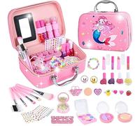 Kids Makeup Sets for Girls, Children Real Washable Make up Starter Kit, Princess Pretend Play Makeup Girls Toys with Cosmetic Bag, Birthday Present for 3 4 5 6 7 8 9 10 Years Old Girls